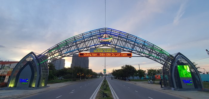 Cổng chào Năm Du lịch quốc gia Quảng Nam 2022 góp phần quảng bá hình ảnh du lịch Quảng Nam, quảng bá sự kiện Năm Du lịch quốc gia Quảng Nam 2022
